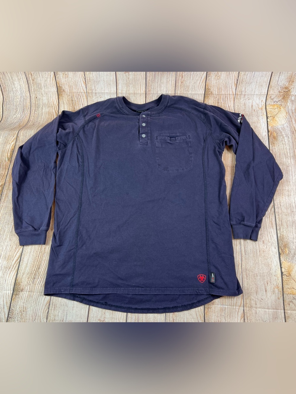 Mens Ariat FR CAT 2 Work Knit Fire Resistant Blue Henley Shirt Size XL
